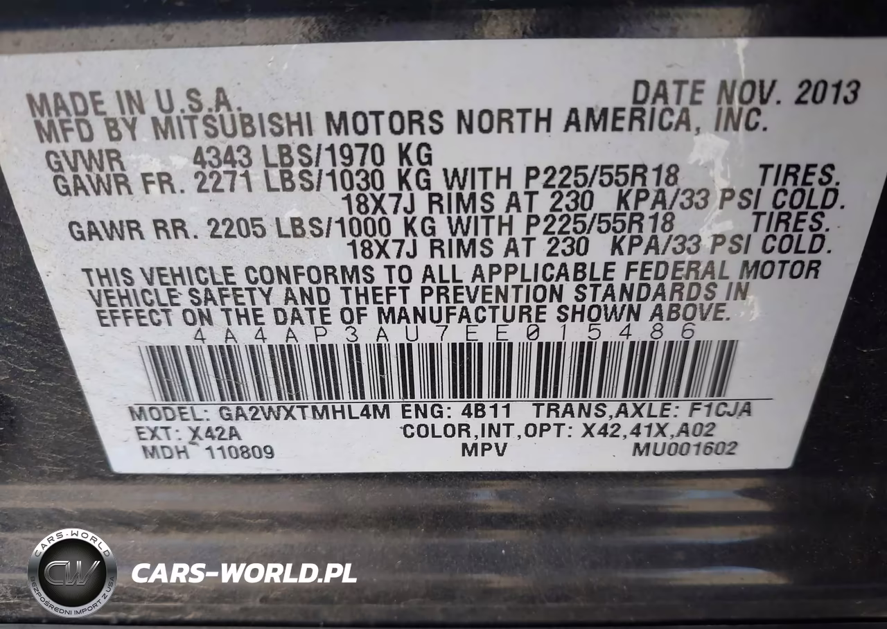 2014 Mitsubishi Outlander Sport Es VIN:4A4AP3AU7EE015486 - 9