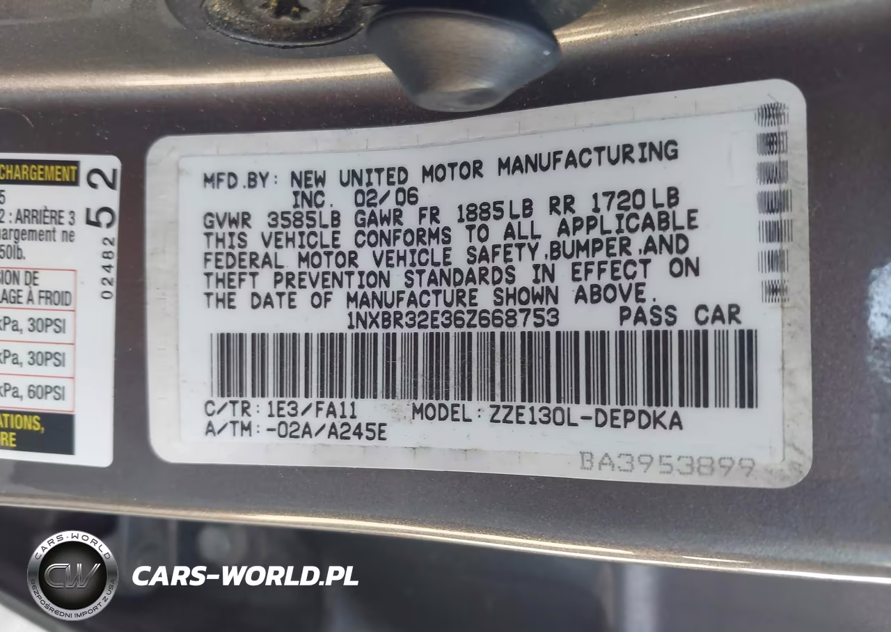 2006 Toyota Corolla Ce VIN:1NXBR32E36Z668753 - 9