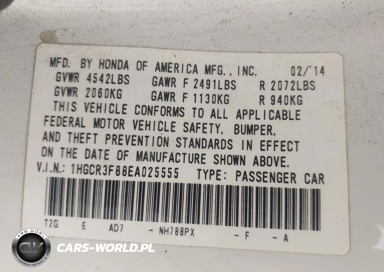 2014 Honda Accord Ex-L VIN:1HGCR3F88EA025555 - 9
