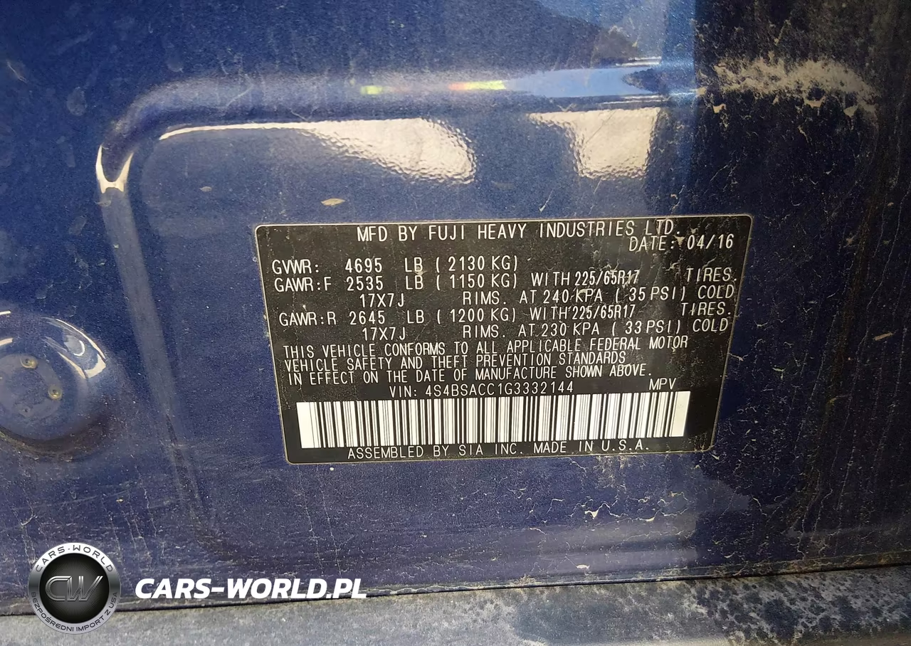 2016 Subaru Outback 2.5I Premium VIN:4S4BSACC1G3332144 - 9