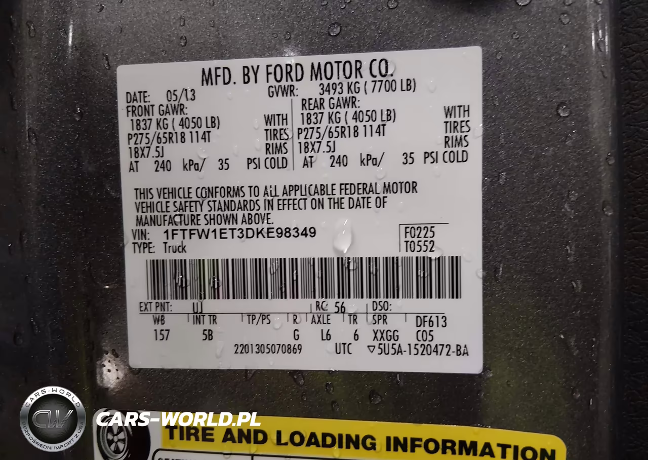 2013 Ford F-150 Fx4 VIN:1FTFW1ET3DKE98349 - 9