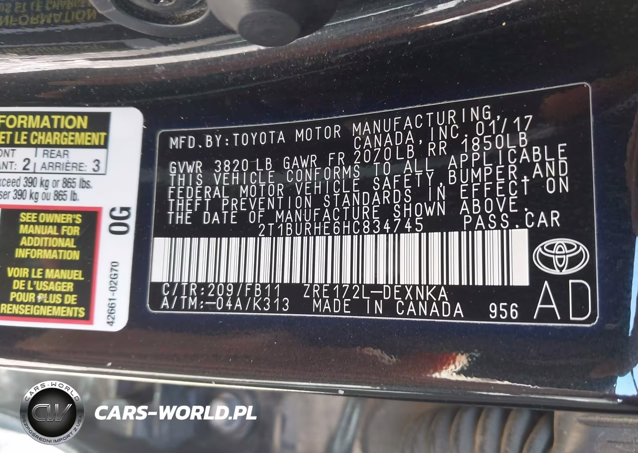 2017 Toyota Corolla Le VIN:2T1BURHE6HC834745 - 9