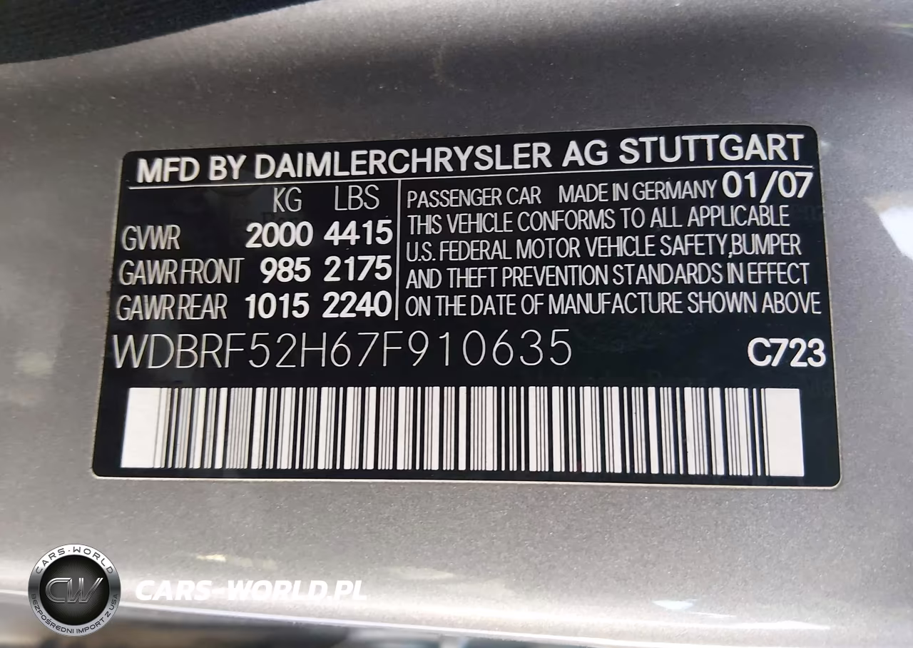 2007 Mercedes-Benz C 230 Sport VIN:WDBRF52H67F910635 - 9
