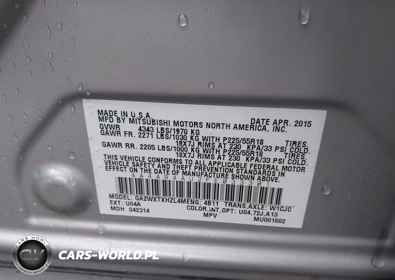 2015 Mitsubishi Outlander Sport Se VIN:4A4AR4AU2FE033301 - 9