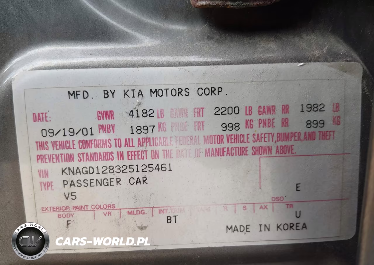 2002 Kia Optima Lx-Se VIN:KNAGD128325125461 - 9