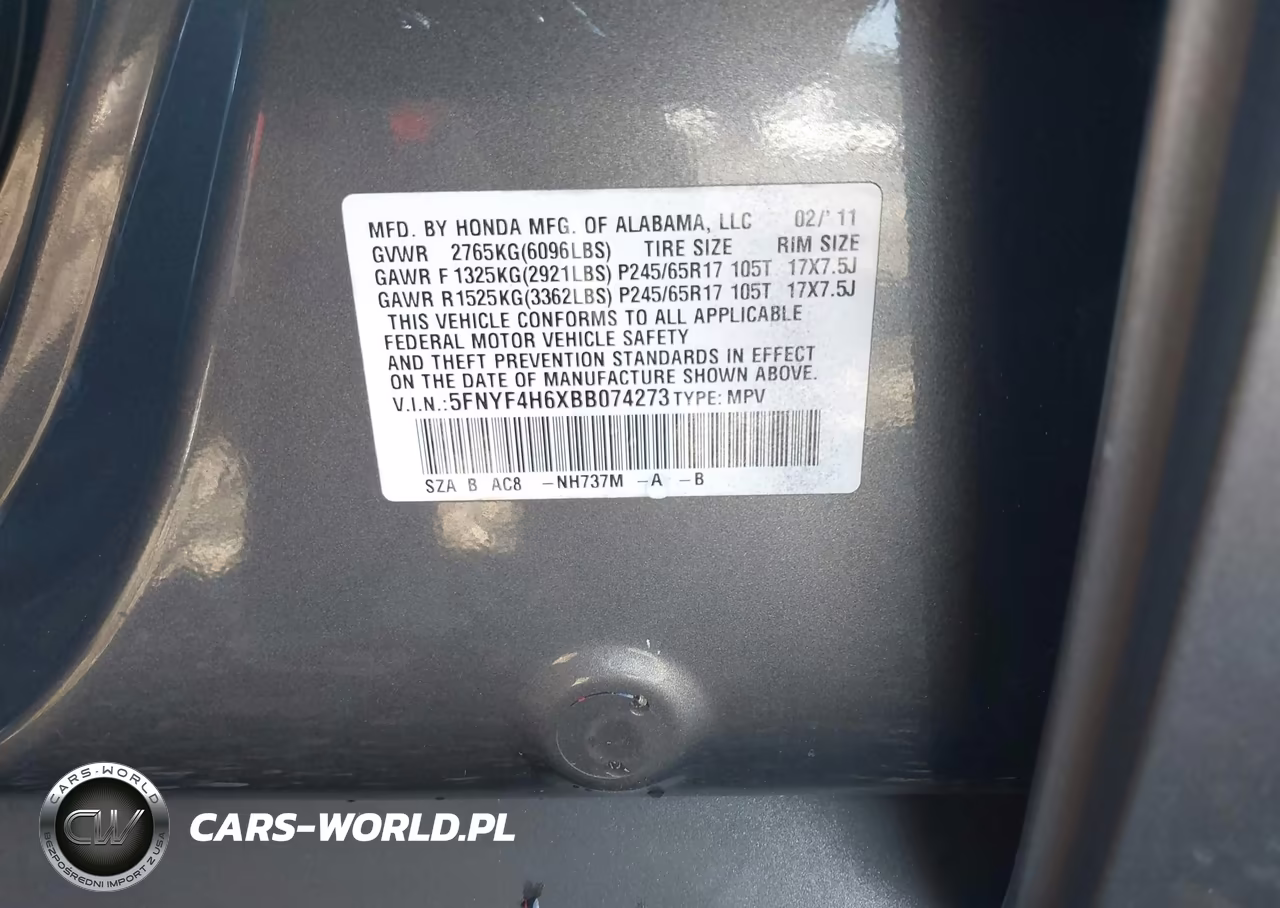 2011 Honda Pilot Ex-L VIN:5FNYF4H6XBB074273 - 9