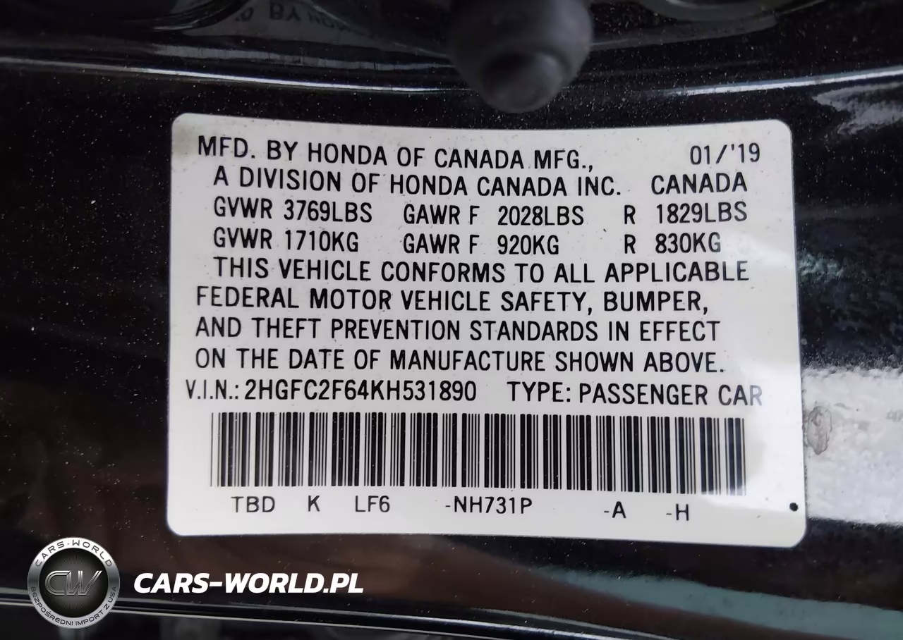2019 Honda Civic Lx VIN:2HGFC2F64KH531890 - 17