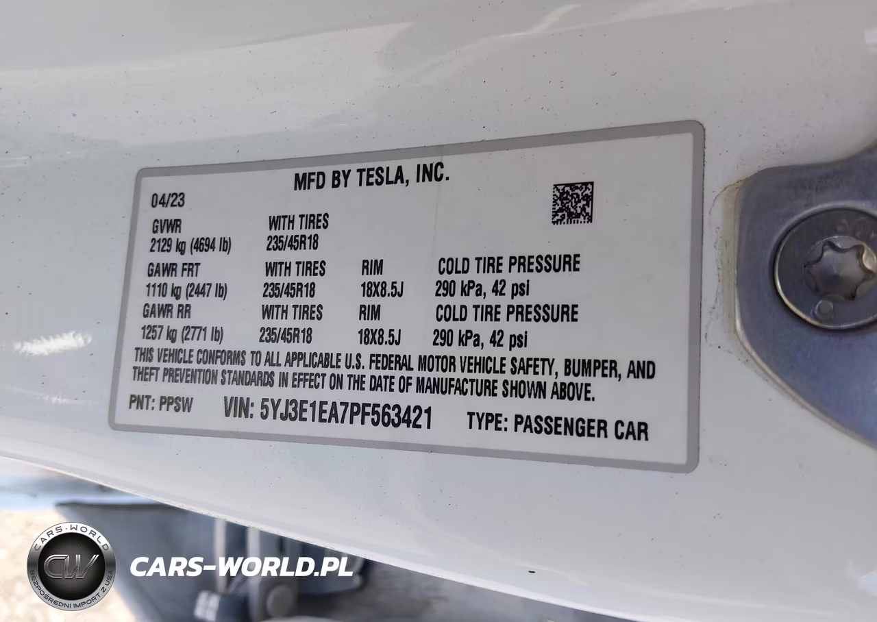 2023 Tesla Model 3 Rear-Wheel Drive VIN:5YJ3E1EA7PF563421 - 9