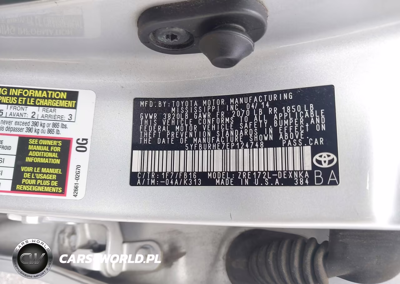 2014 Toyota Corolla Le VIN:5YFBURHE7EP124748 - 9