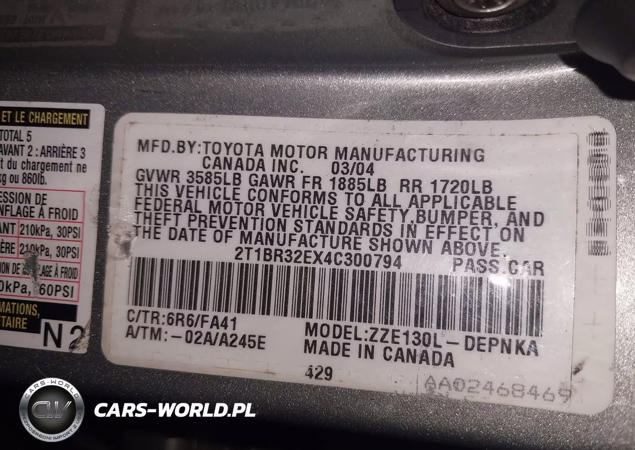 2004 Toyota Corolla Le VIN:2T1BR32EX4C300794 - 9