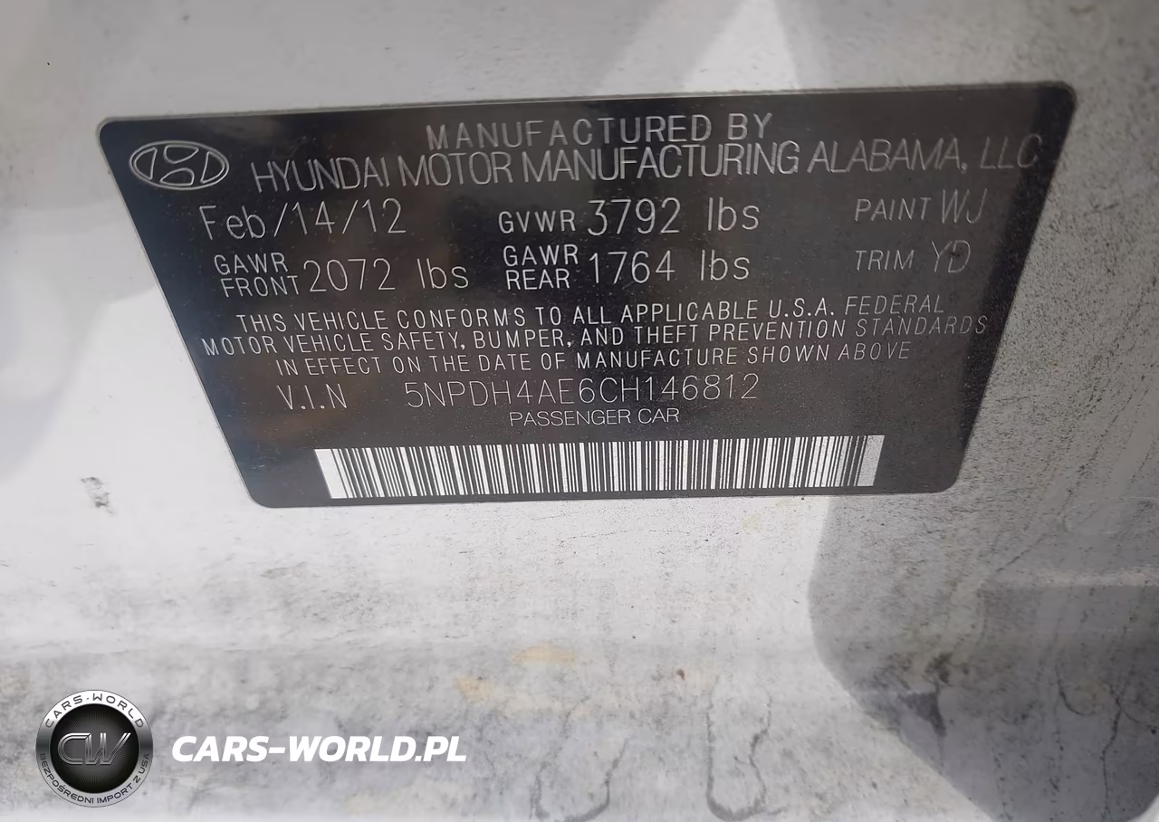 2012 Hyundai Elantra Gls VIN:5NPDH4AE6CH146812 - 9