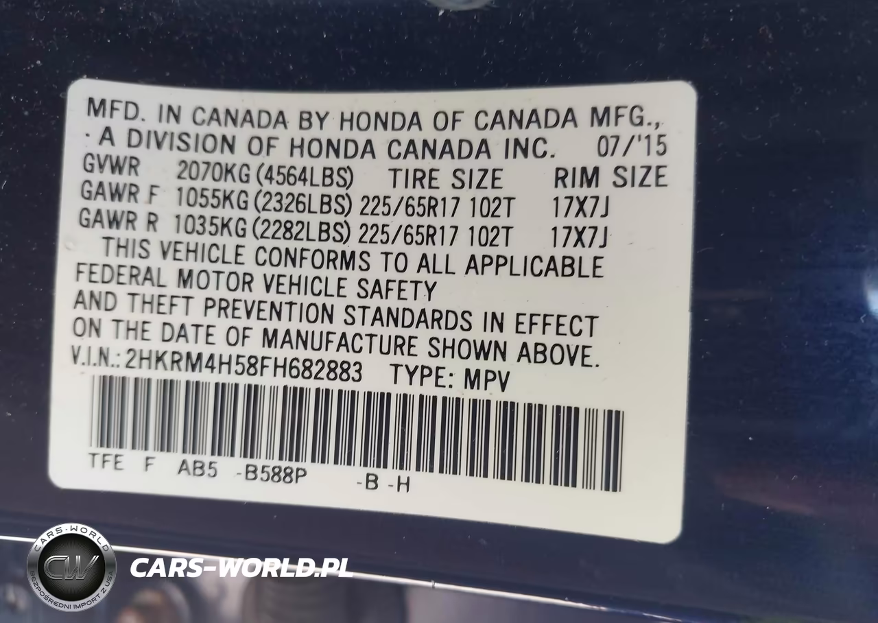2015 Honda Cr-V Ex VIN:2HKRM4H58FH682883 - 9