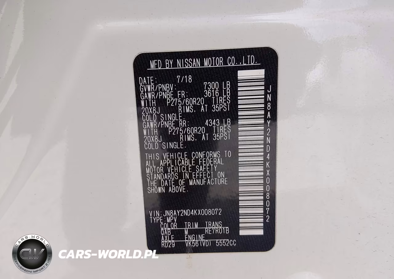 2019 Nissan Armada Sl VIN:JN8AY2ND4KX008072 - 9