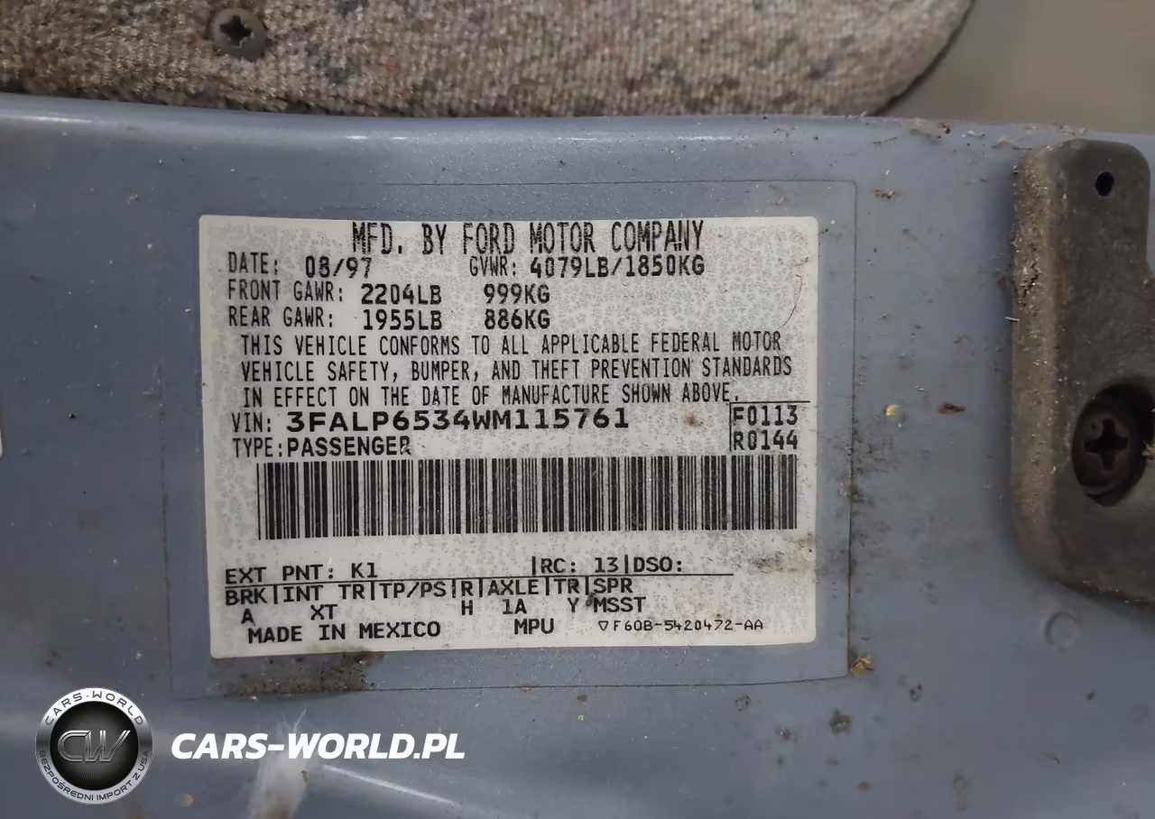 1998 Ford Contour VIN:3FALP6534WM115761 - 9