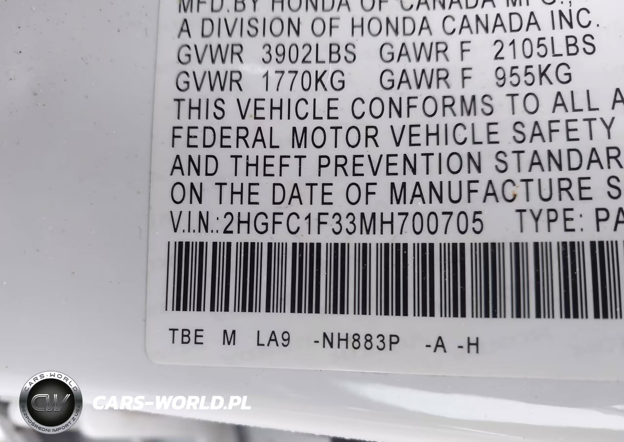 2021 Honda Civic Ex VIN:2HGFC1F33MH700705 - 9