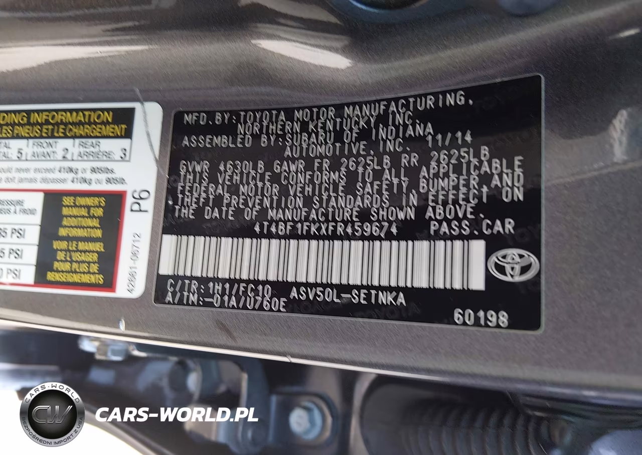2015 Toyota Camry Le VIN:4T4BF1FKXFR459674 - 9
