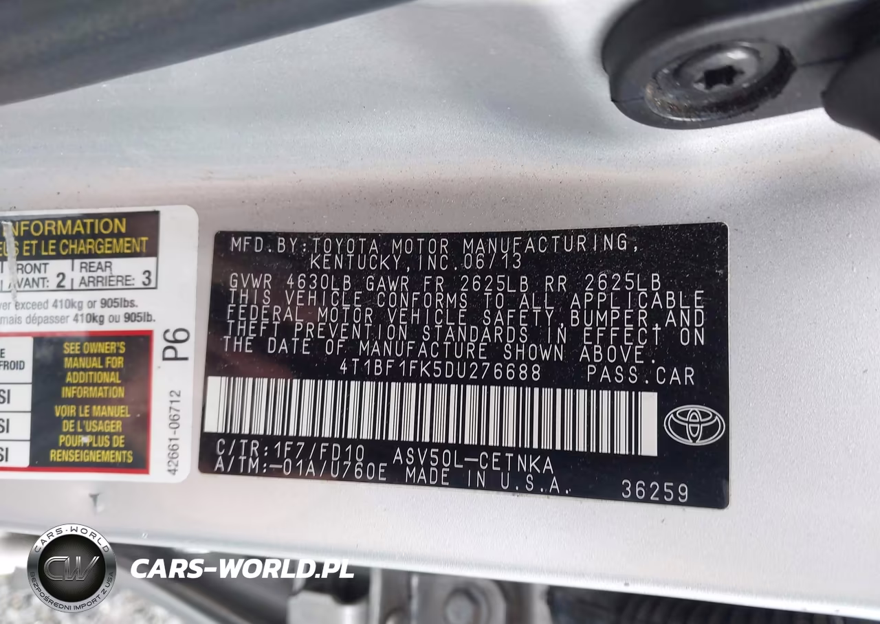 2013 Toyota Camry Le VIN:4T1BF1FK5DU276688 - 9