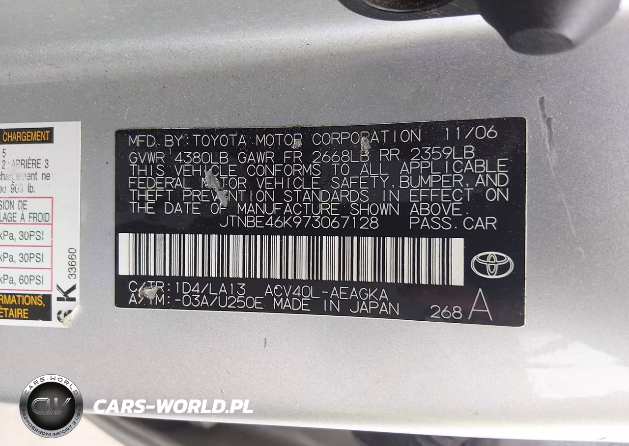 2007 Toyota Camry Xle VIN:JTNBE46K973067128 - 9