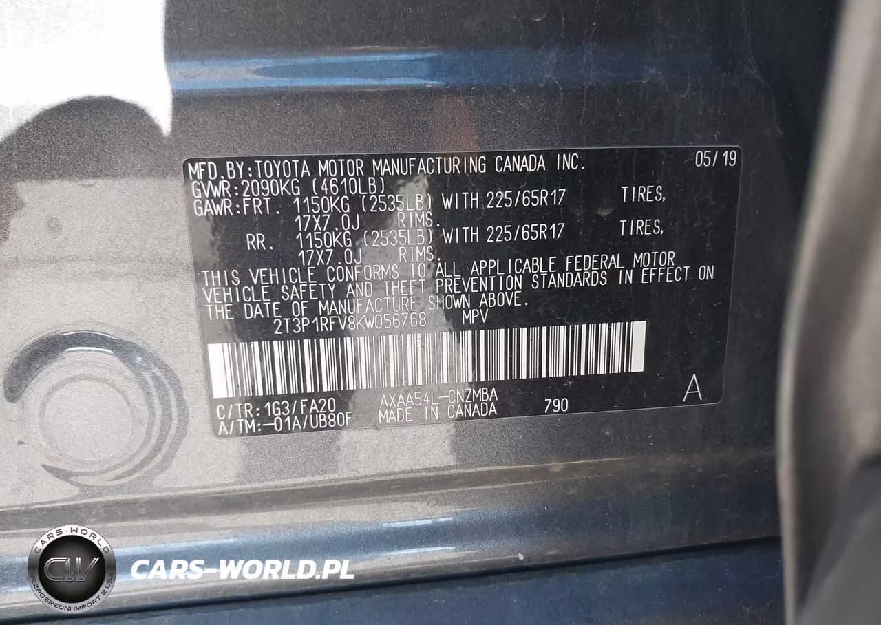 2019 Toyota Rav4 Xle VIN:2T3P1RFV8KW056768 - 9