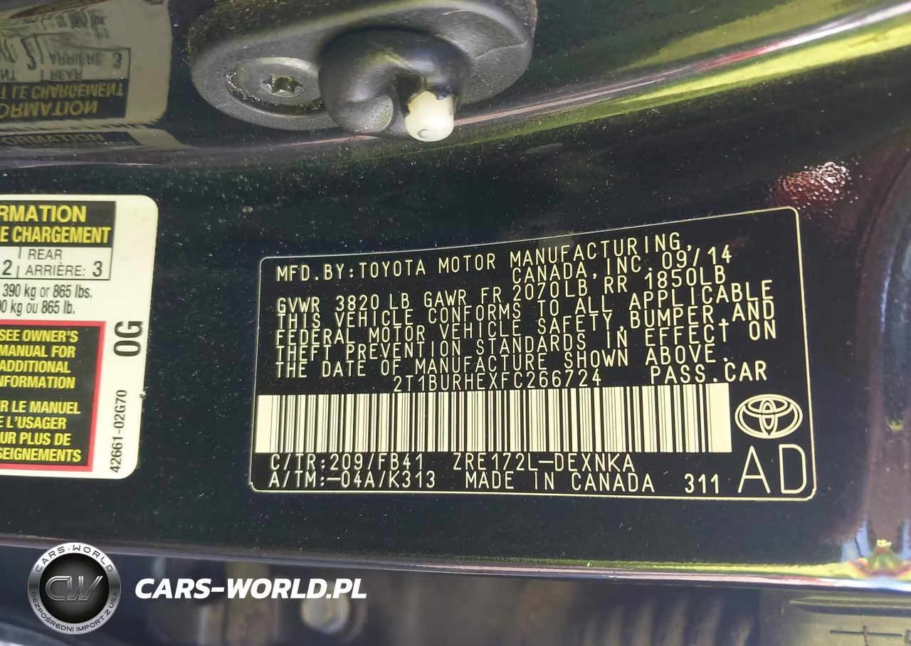 2015 Toyota Corolla Le VIN:2T1BURHEXFC266724 - 9