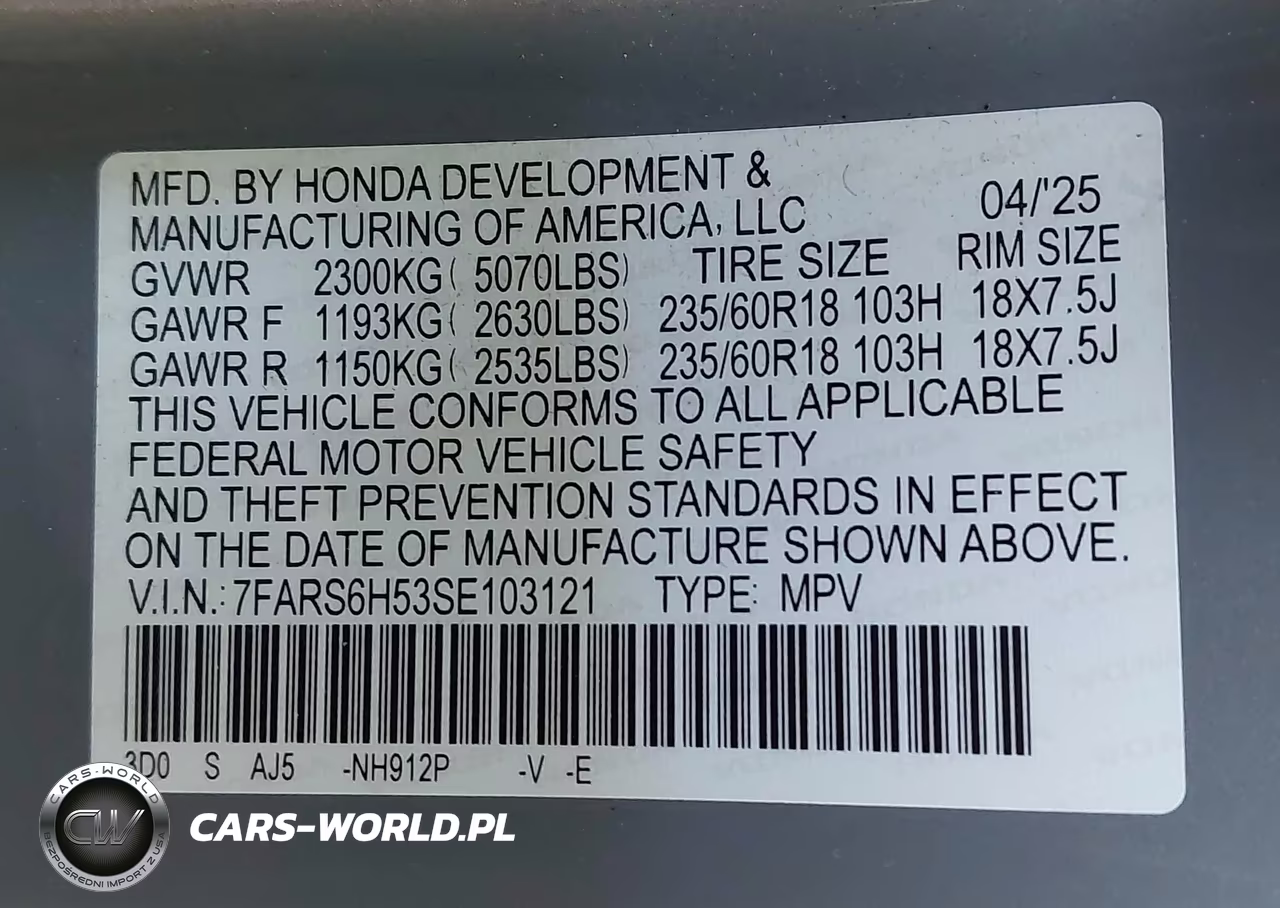 2025 Honda Cr-V Hybrid Sport VIN:7FARS6H53SE103121 - 9