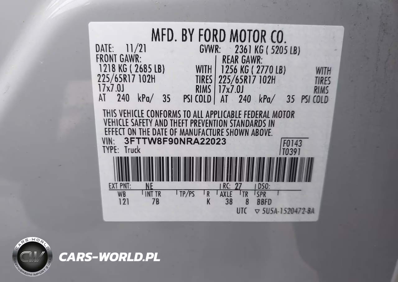2022 Ford Maverick Xlt VIN:3FTTW8F90NRA22023 - 9