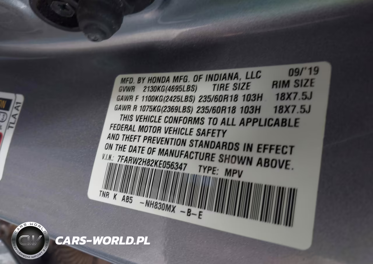 2019 Honda Cr-V Ex-L VIN:7FARW2H82KE056347 - 9