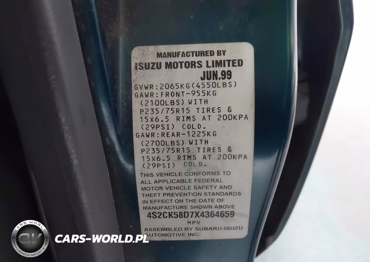 1999 Isuzu Rodeo S 2.2L VIN:4S2CK58D7X4364659 - 9