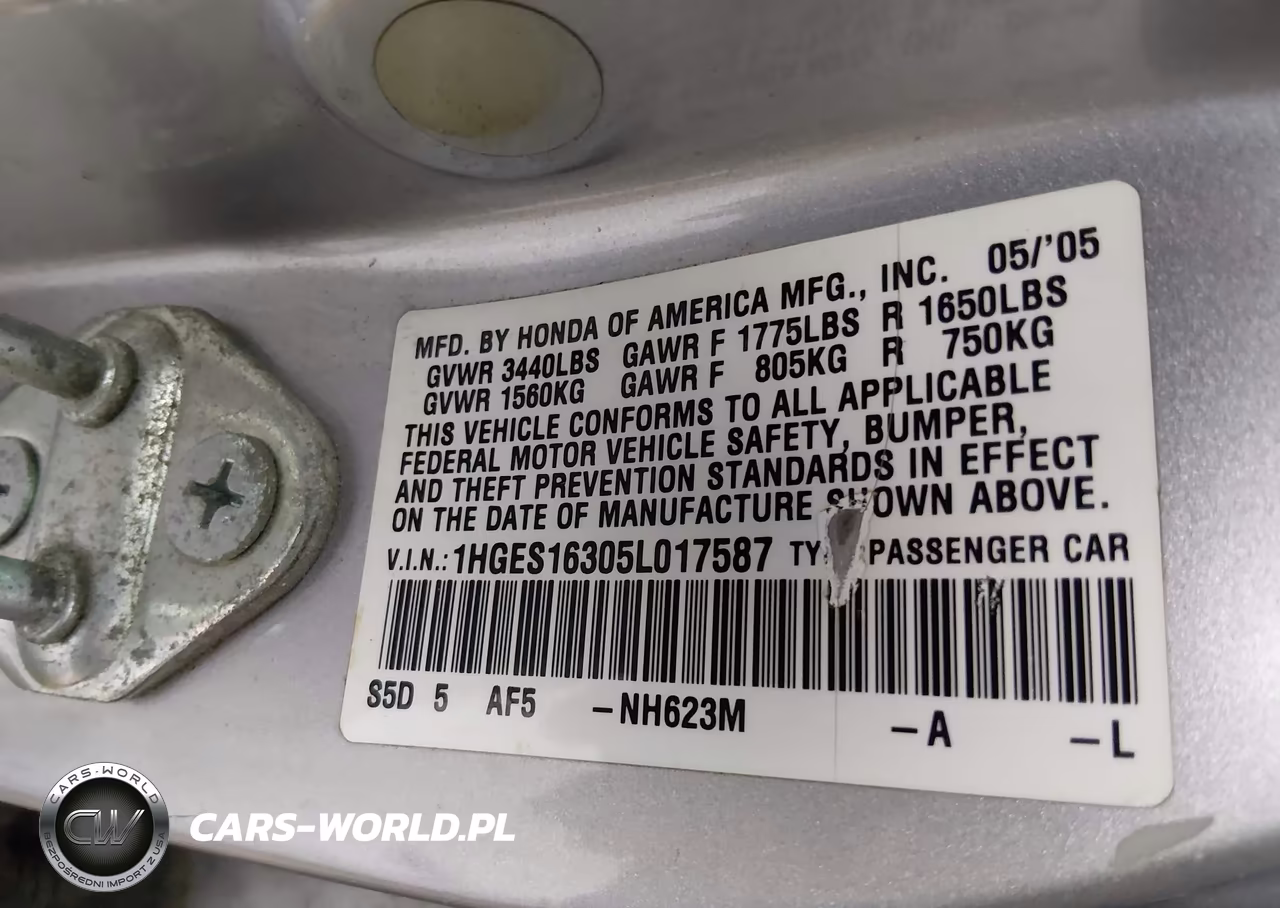 2005 Honda Civic Vp VIN:1HGES16305L017587 - 9