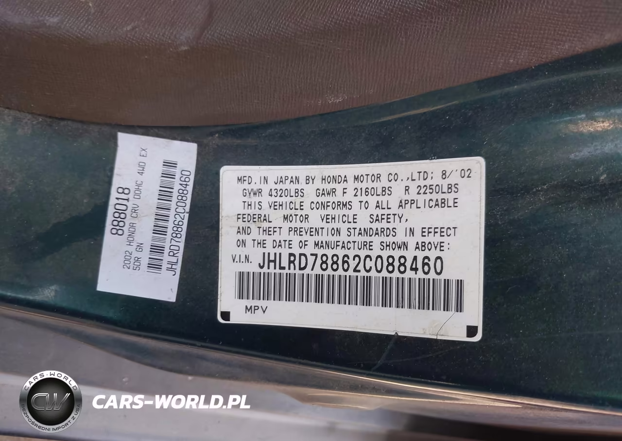 2002 Honda Cr-V Ex VIN:JHLRD78862C088460 - 9
