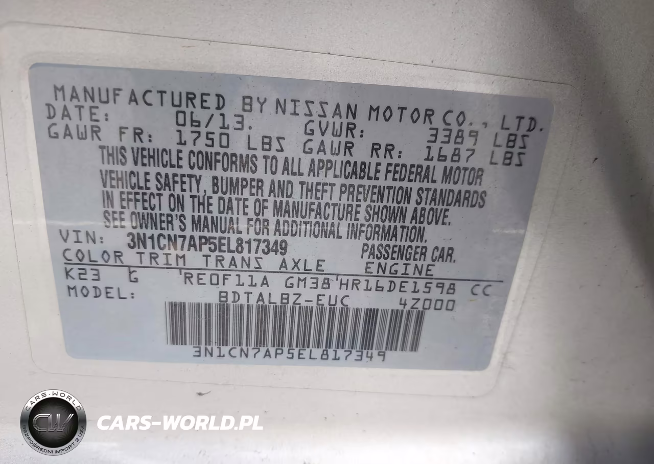 2014 Nissan Versa 1.6 Sv VIN:3N1CN7AP5EL817349 - 9