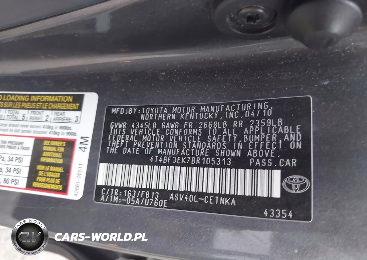 2011 Toyota Camry Le VIN:4T4BF3EK7BR105313 - 9
