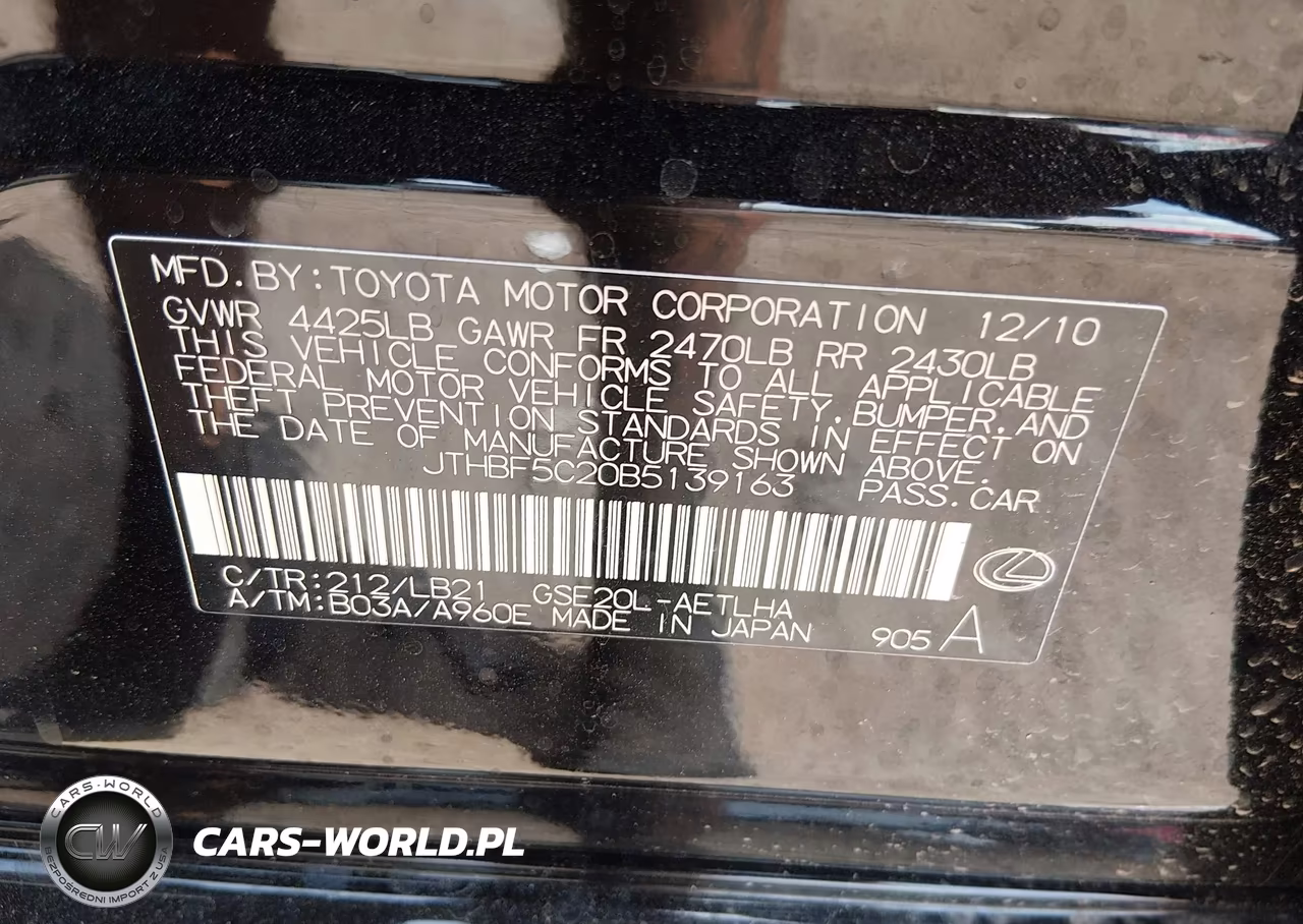 2011 Lexus Is 250 VIN:JTHBF5C20B5139163 - 9