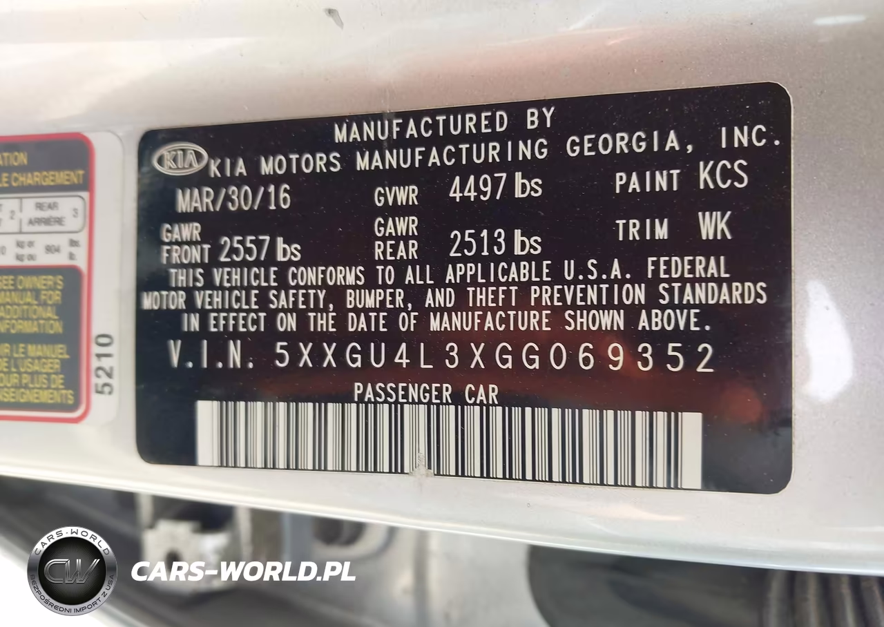 2016 Kia Optima Ex VIN:5XXGU4L3XGG069352 - 9