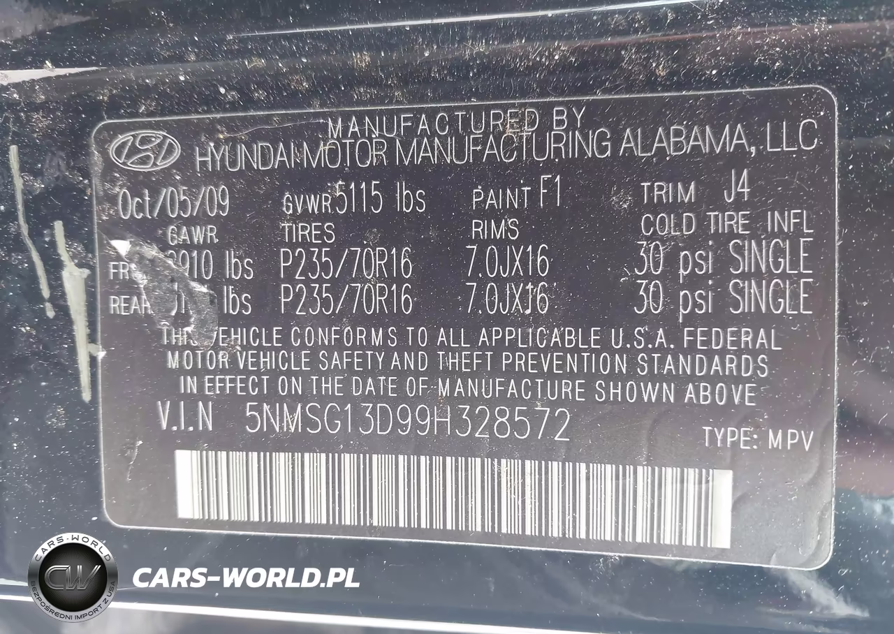 2009 Hyundai Santa Fe Gls VIN:5NMSG13D99H328572 - 9