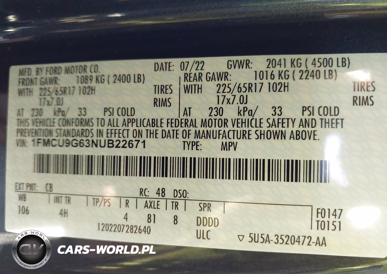 2022 Ford Escape Se VIN:1FMCU9G63NUB22671 - 9
