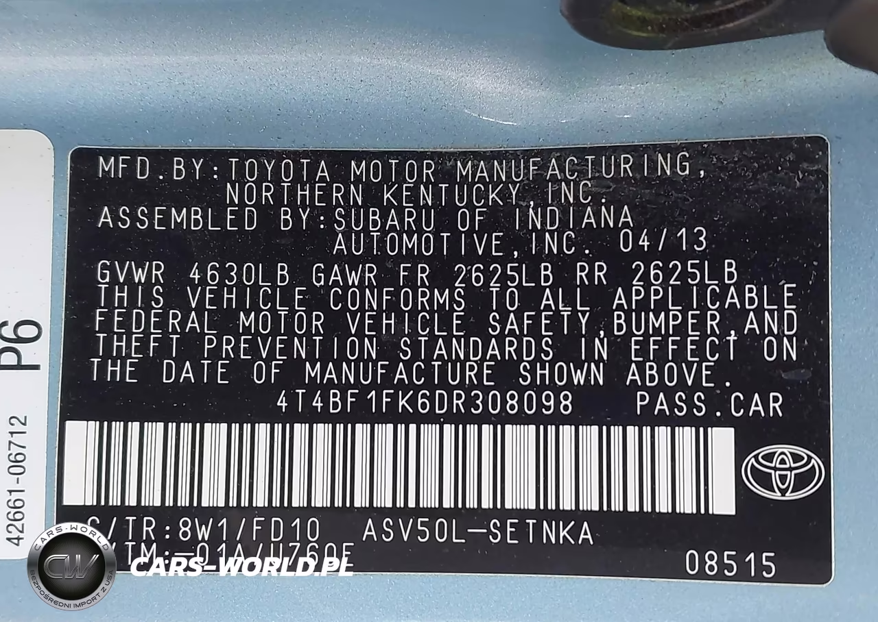 2013 Toyota Camry Le VIN:4T4BF1FK6DR308098 - 9