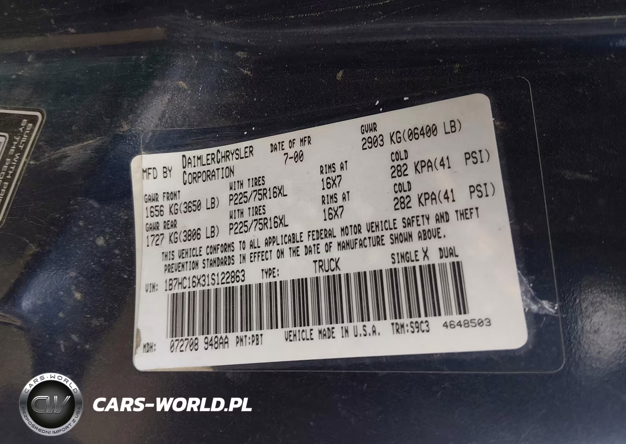2001 Dodge Ram 1500 St-Ws VIN:1B7HC16X31S122863 - 9
