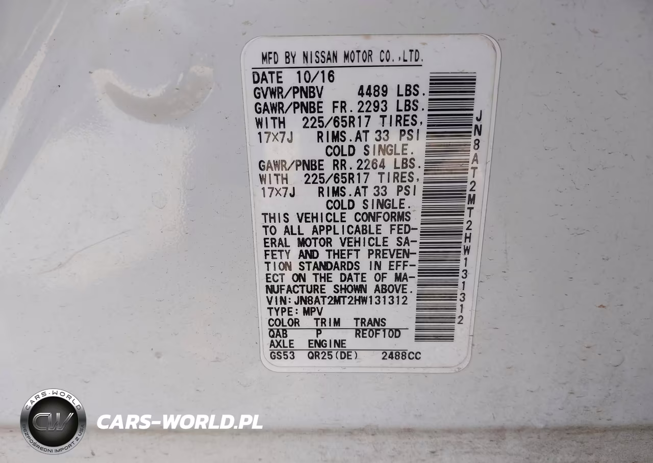 2017 Nissan Rogue Sv VIN:JN8AT2MT2HW131312 - 9