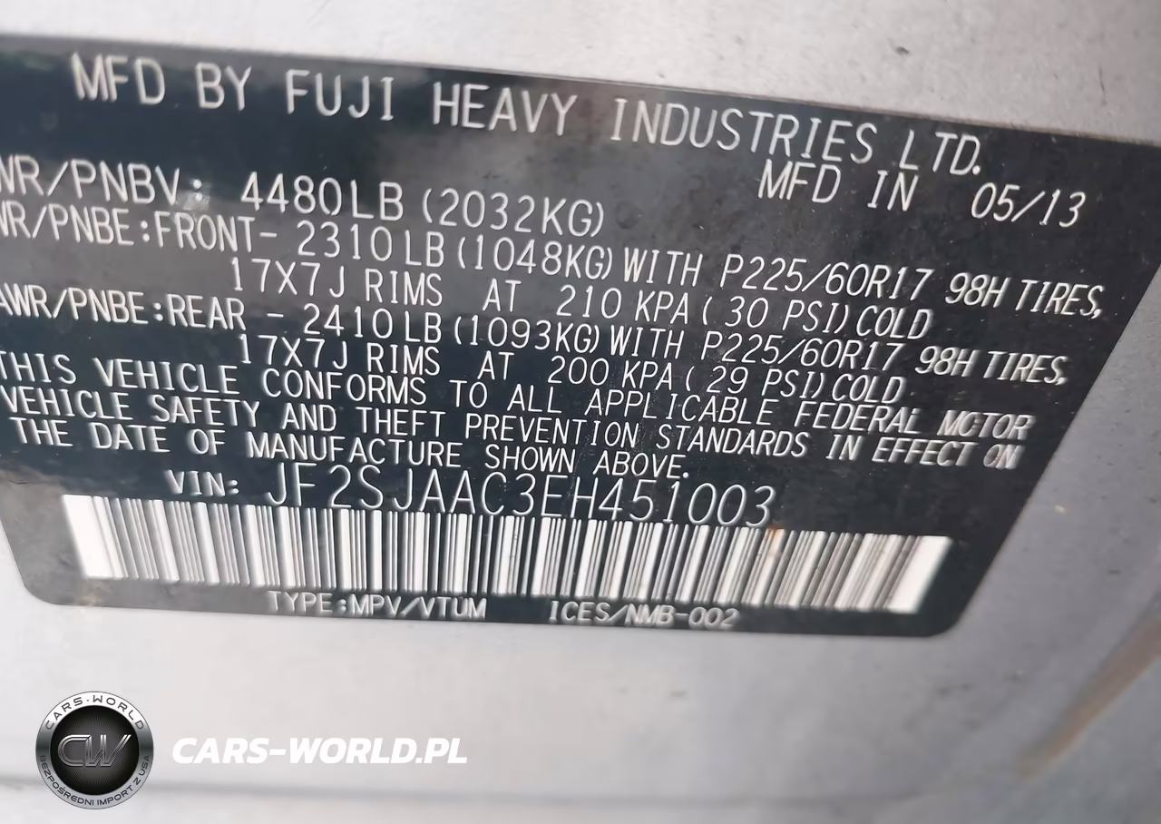 2014 Subaru Forester 2.5I VIN:JF2SJAAC3EH451003 - 9
