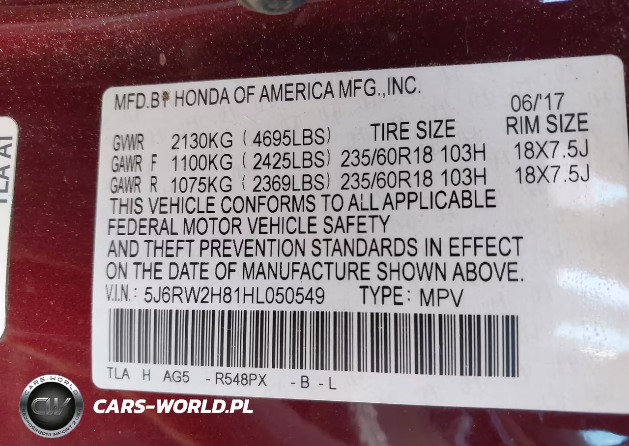 2017 Honda Cr-V Ex-L-Ex-L Navi VIN:5J6RW2H81HL050549 - 9