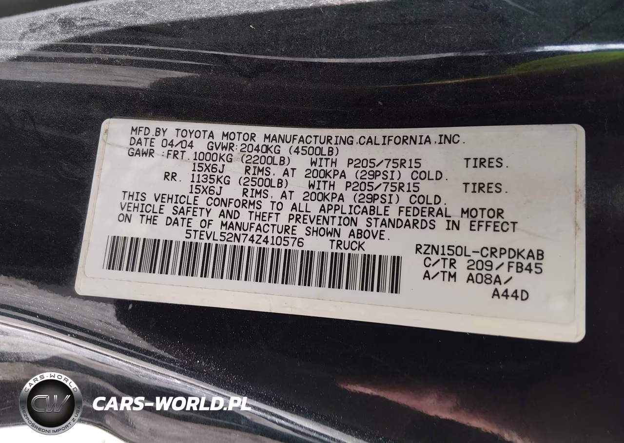 2004 Toyota Tacoma VIN:5TEVL52N74Z410576 - 9