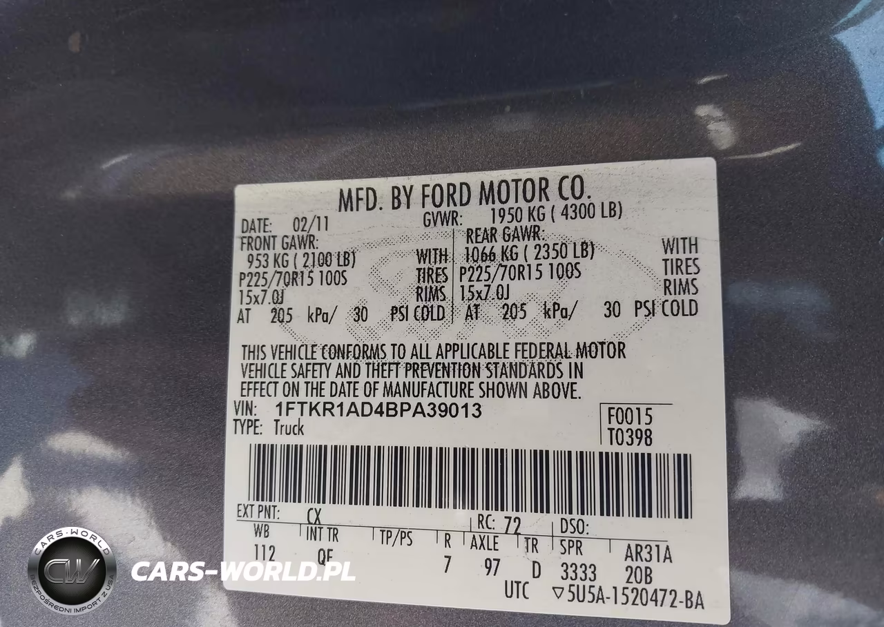2011 Ford Ranger Xl VIN:1FTKR1AD4BPA39013 - 9