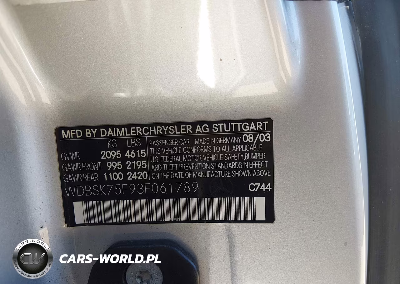 2003 Mercedes-Benz Sl 500 VIN:WDBSK75F93F061789 - 9