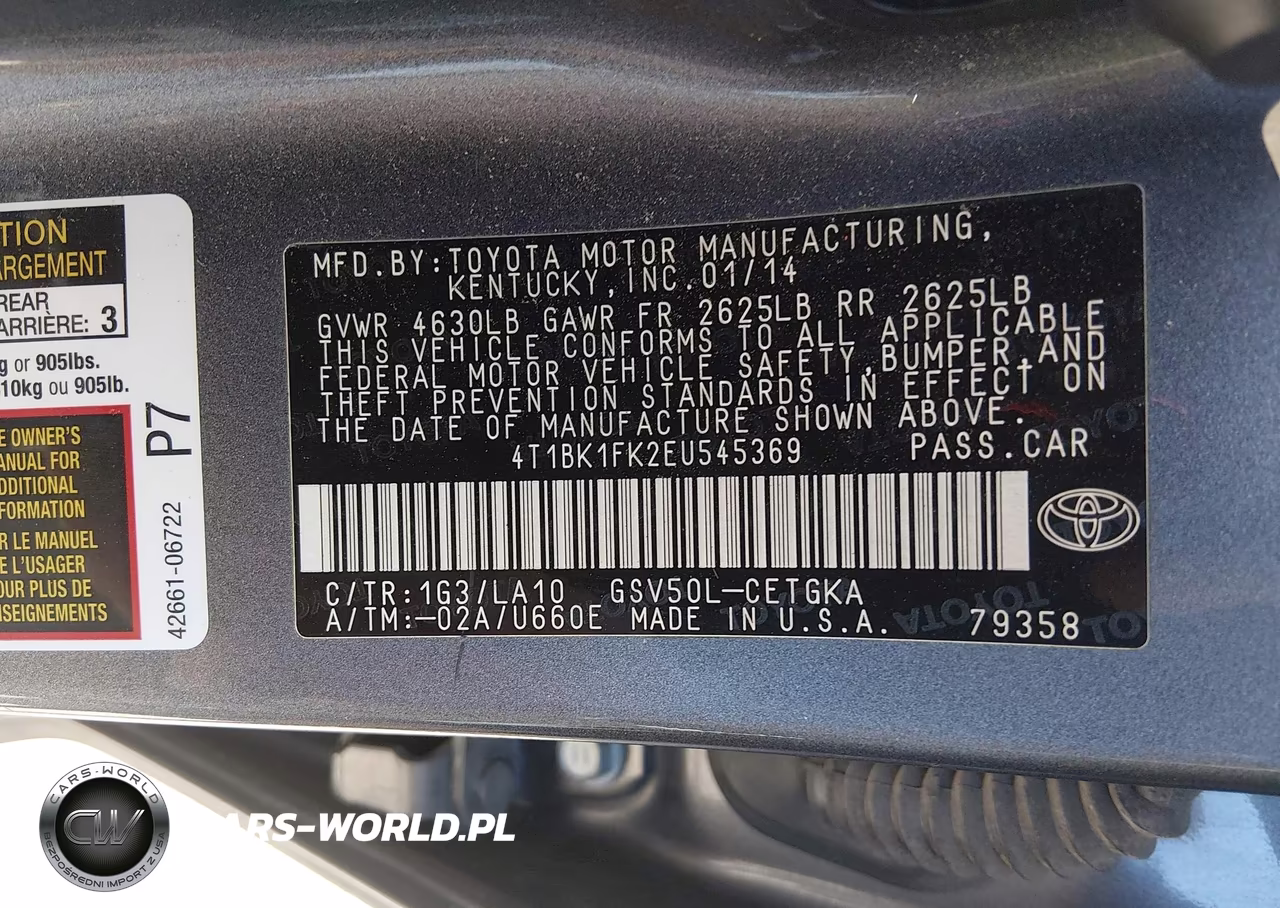2014 Toyota Camry Xle V6 VIN:4T1BK1FK2EU545369 - 9
