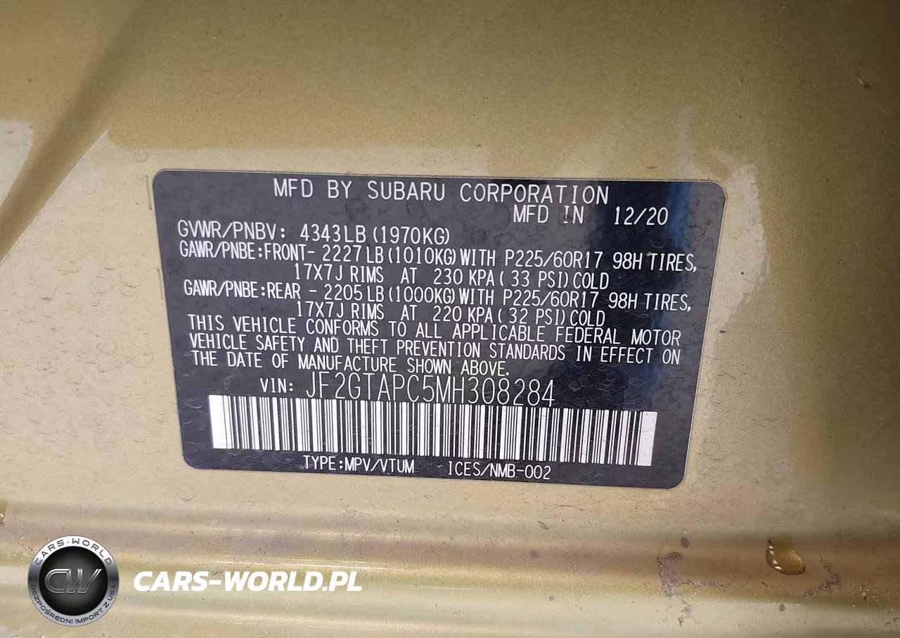 2021 Subaru Crosstrek Premium VIN:JF2GTAPC5MH308284 - 9