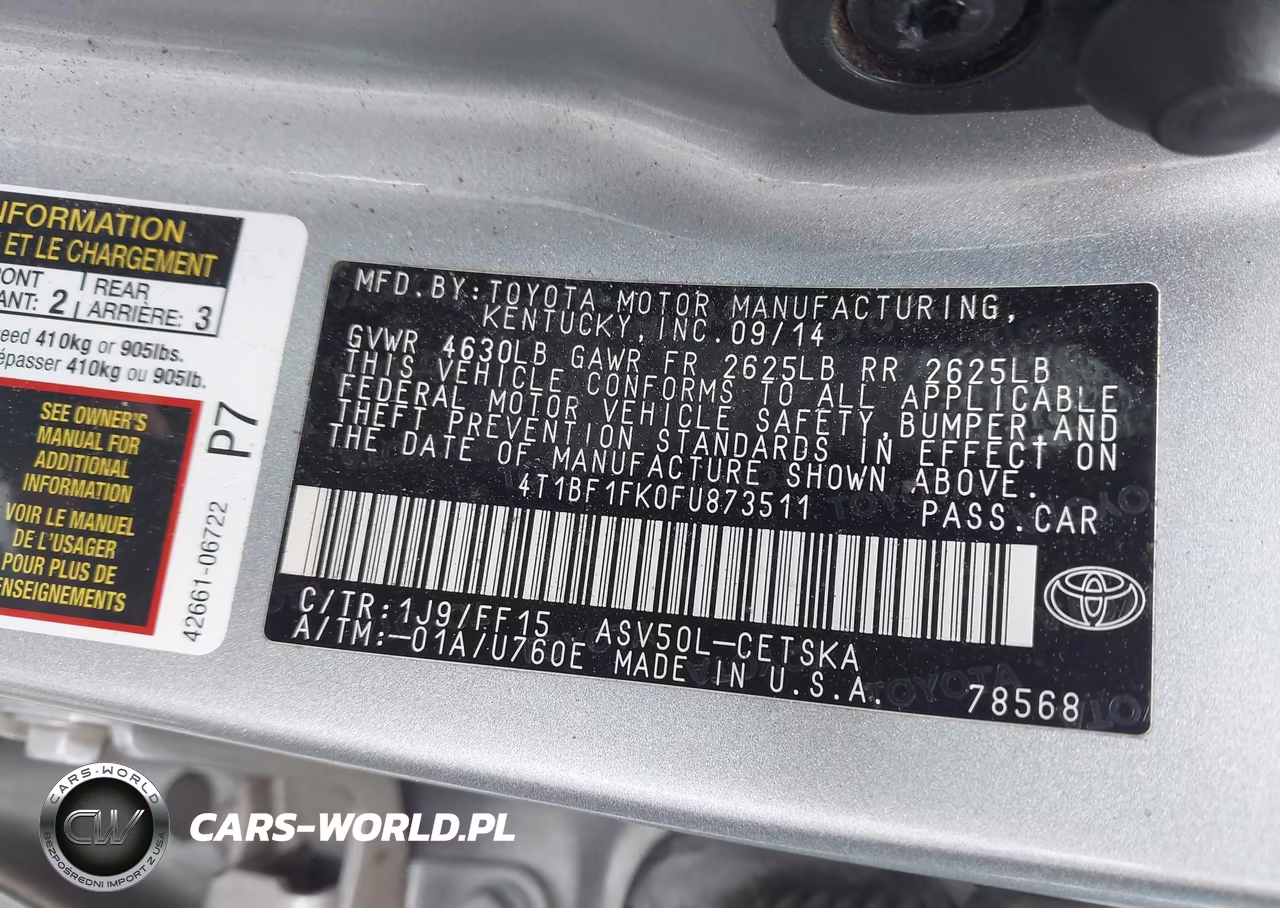 2015 Toyota Camry Se VIN:4T1BF1FK0FU873511 - 9