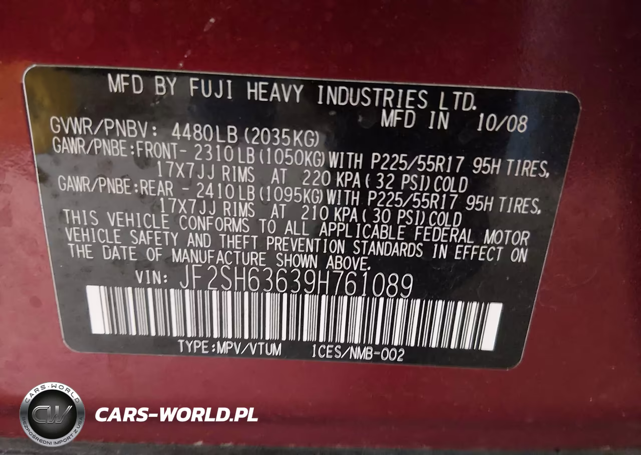 2009 Subaru Forester 2.5X VIN:JF2SH63639H761089 - 9