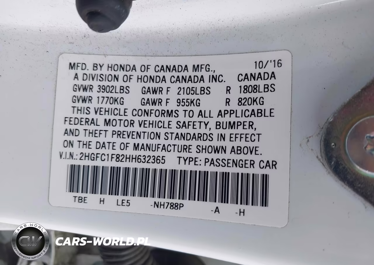 2017 Honda Civic Ex-L VIN:2HGFC1F82HH632365 - 9