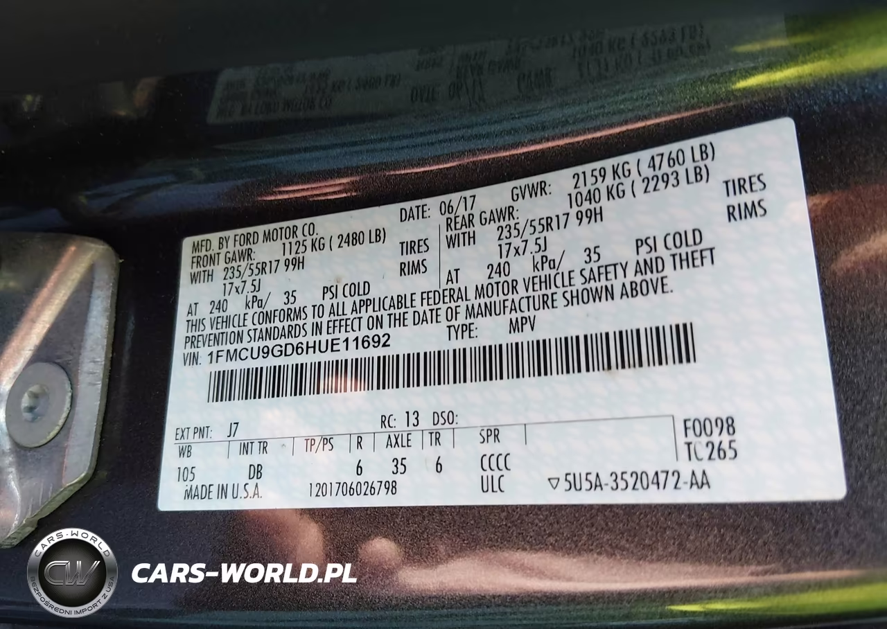 2017 Ford Escape Se VIN:1FMCU9GD6HUE11692 - 9